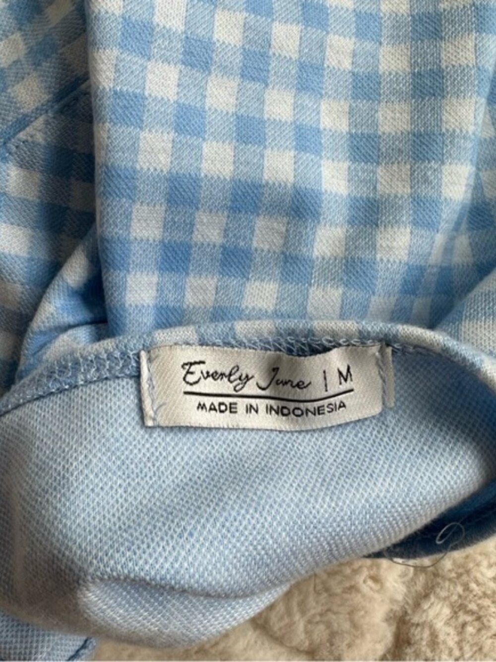 Emily June | Blue & White Check Halter Strap Plaid Bodycon Dress | Size Medium - Picture 6 of 10
